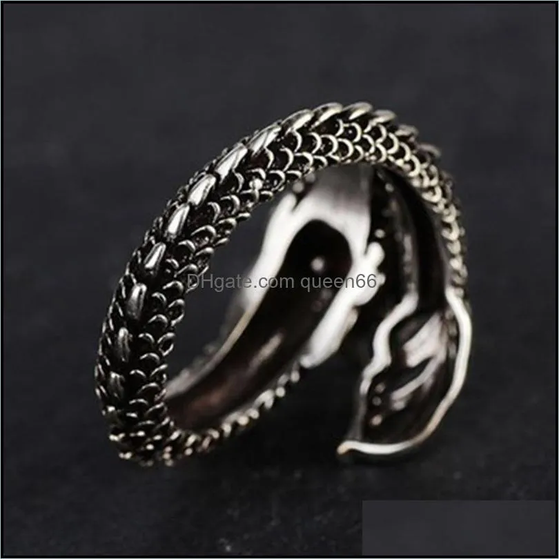 cool opening rings men women jewelry adjustable sterling dragon ring good gifts alloy animal metal unisex gothic punk ring