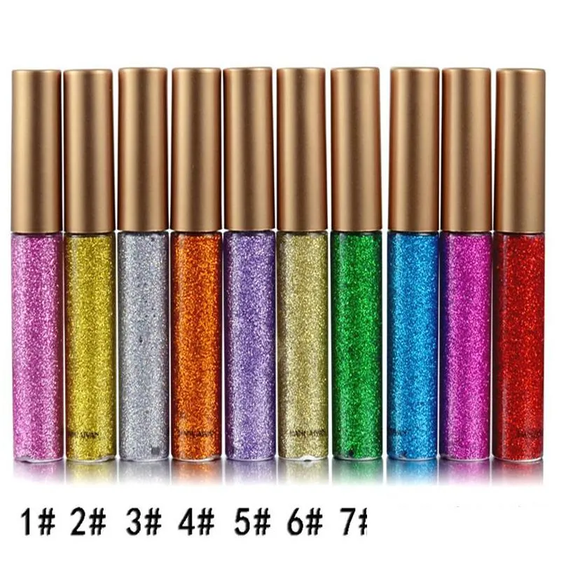 2dropshipping 2018 new brand makeup handaiyan 10 colors waterproof liquid eyeliner glitter eyeshadow highlighter make up eye liner