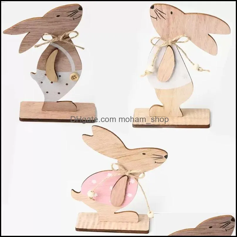  easter decorations wood easter rabbit home table decor wooden bunny ornaments happy easter party favors rrd12413