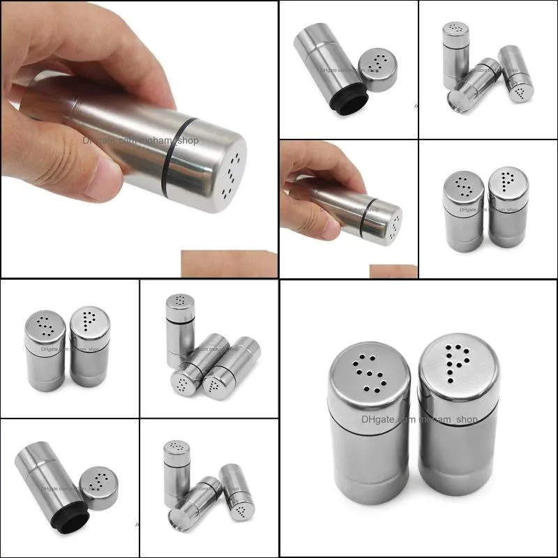 stainless steel seasonings cans salt storage container pepper shaker coffee duster kitchen utensils tins rre13627