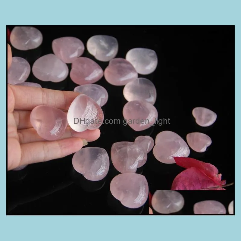 natural rose quartz heart shaped pink crystal carved palm love healing gemstone lover gife stone crystal heart gems