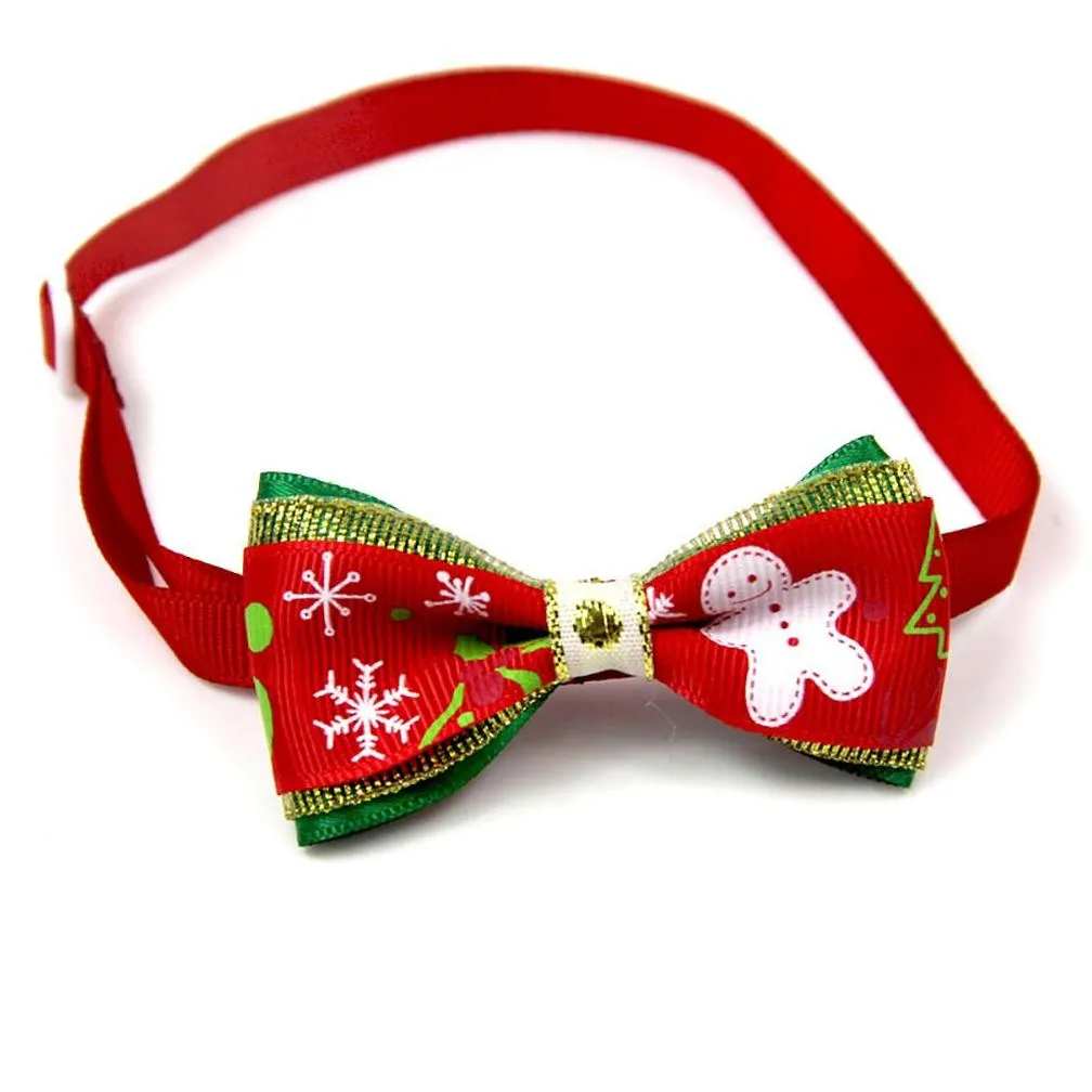 christmas series of pet bow tie necktie collar with a shining rhinestone dog cat pet christmas decorations supplies accessories neck strap
