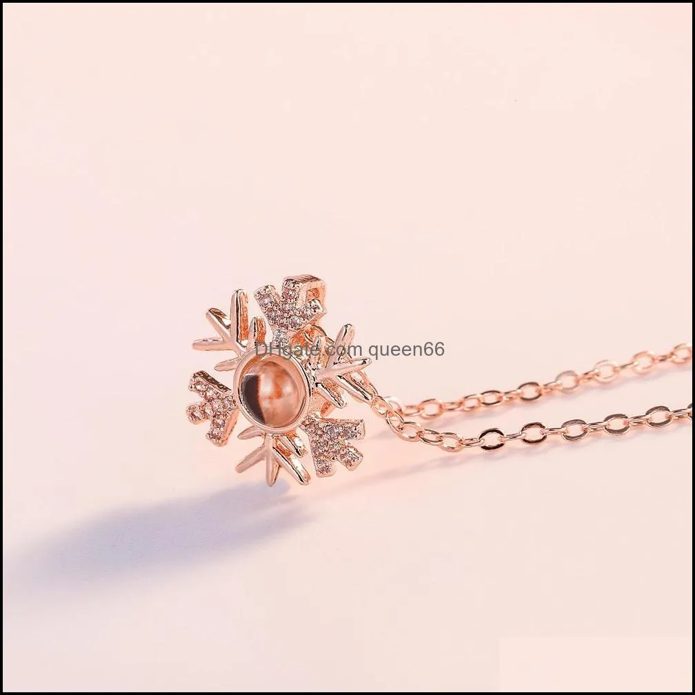 snowflake necklace pendant love memory lover jewelry gift wholesale i love you necklace