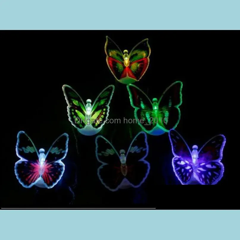 wall stickers decor colorful changing butterfly led night light lamp home room party desk decorations wholesale price