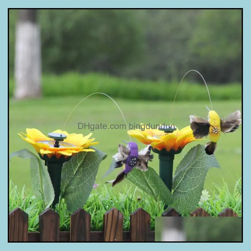 solar power dancing flying butterflies fluttering vibration fly hummingbird flying birds garden yard decoration funny toys ysy327l