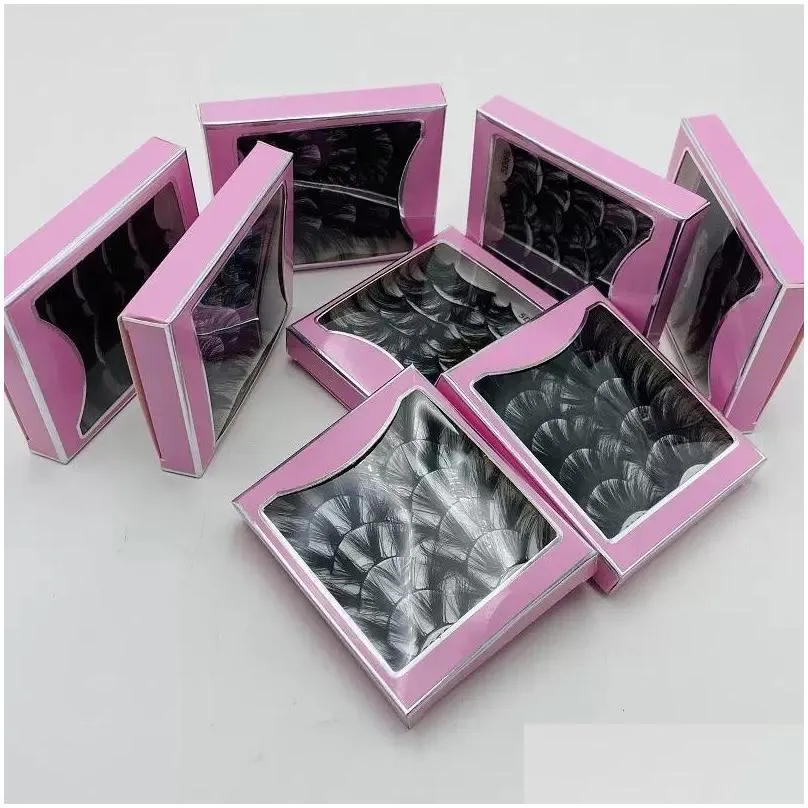 eyelashes mink lash explosively 8d 25mm long fluffy 5 pair a pink packing box multilayer lengthened thick thickened fake lash cases