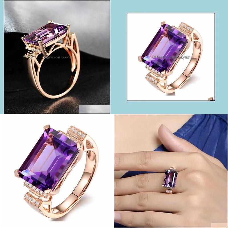 big amethyst gemstone ring hollowedout silver rings exaggerated silver hand jewelry for women crystals rings