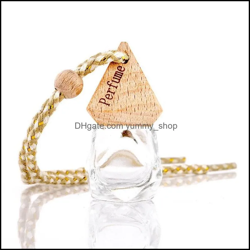 color car pendant air freshener perfume diffuser fragrance bottle pyramid cover diamond shape empty glass perfume bottle car decor