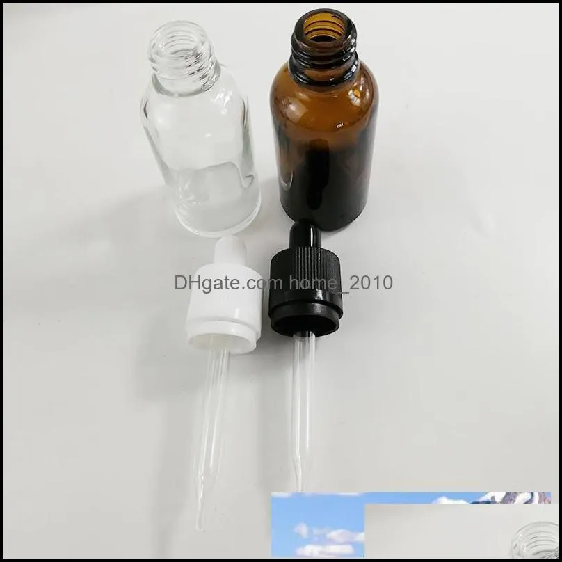 30ml glass bottles with glass dropper black white child tamperproof cap with rubber nipple pipette