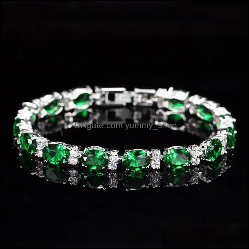 simple ellipse green zircon bangle bracelets women fashion jewelry bridal banquet weeding charm bracelets lady gift 20220223 t2