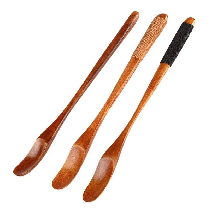 wooden coffee stirring spoon milk honey spoons ecofriendly long handle soup scoop cake dessert teaspoon kitchen tableware bh6580 tyj