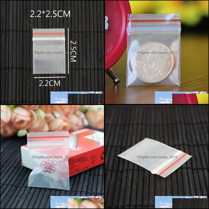 1000pcs/lot small 2.2cmx2.5cm clear zip lock resealable grip seal plastic retail package bag zipper packing pack pouch