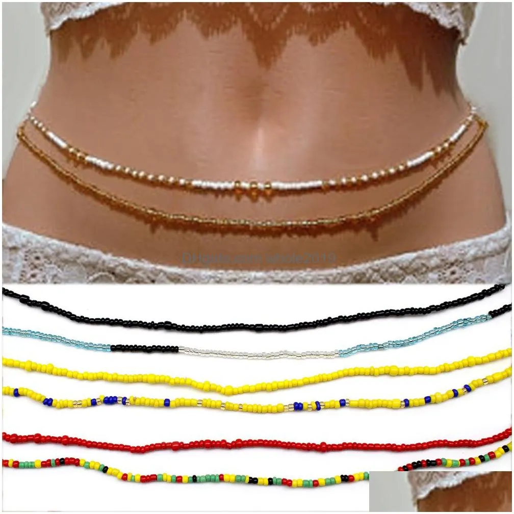 bohemian fashion jewelry candy color bikini beads belt waist chains belt belly chains