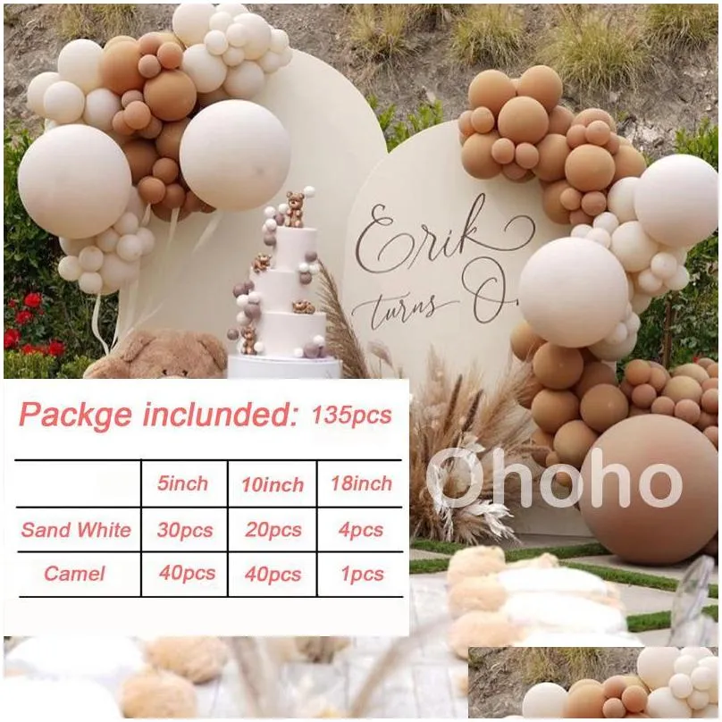 party decoration cream beige balloon garland kit white sand wedding happy birthday gold ballom arch globos baby shower decorparty