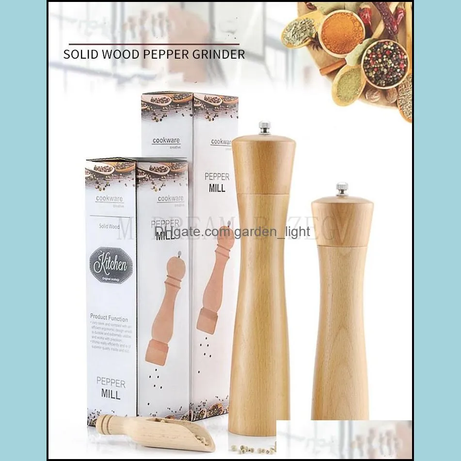 beech pepper mill 8 inch 10 inch ceramic core manual solid wood pepper grinder multipurpose salt pepper mill grinder kitchen tools