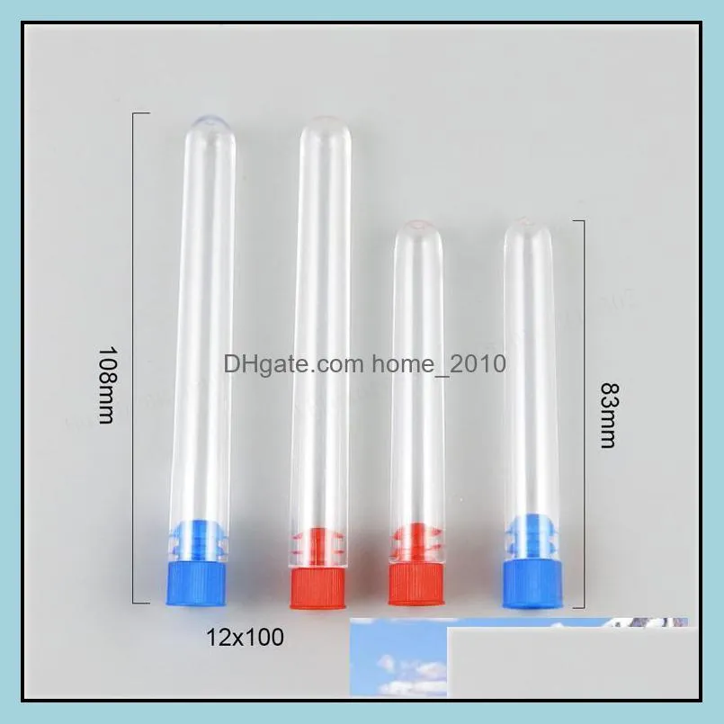 50pcs/lot refillable clear plastic tube plastic bottle test tube shape with plastic stopper diameter 12mm