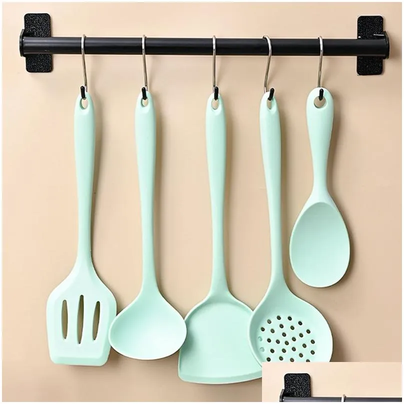 silicone spoon spatula cooking soup spoons fried vegetable pot shovel kitchen fry colander scoop multi nonstick pan tableware bh6698