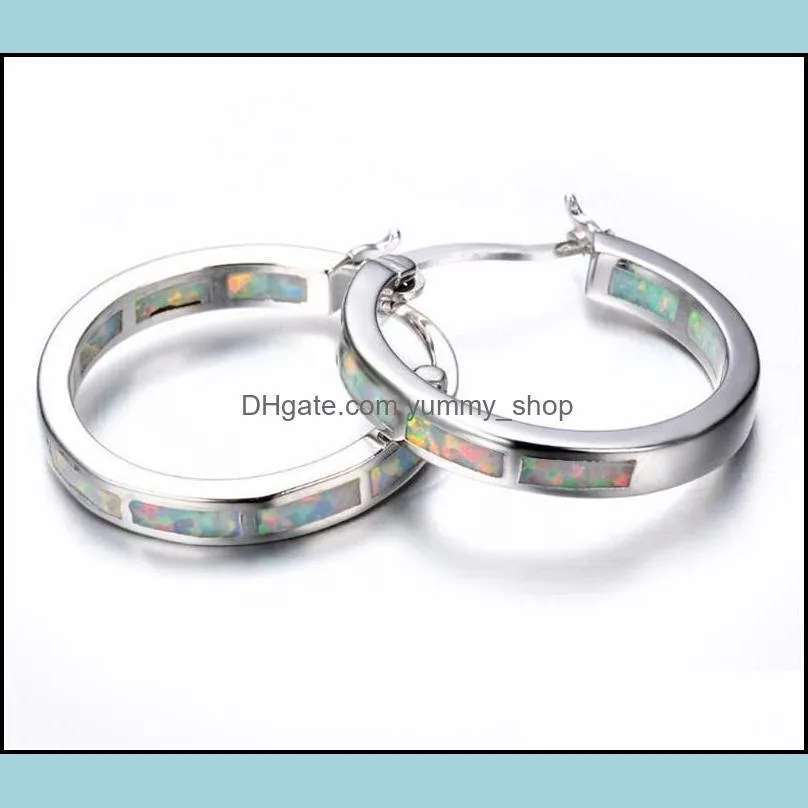 women circular colour hoop earrings jewellery lady type c opal plated silver fashion statement earring 2 7hj j2