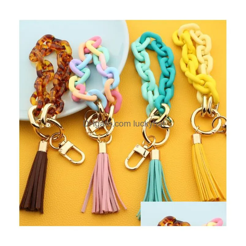 acrylic bracelet tassel keychain personalized tassel pendant key ring female multicolor ins hand string bracelets fashion accessories for men