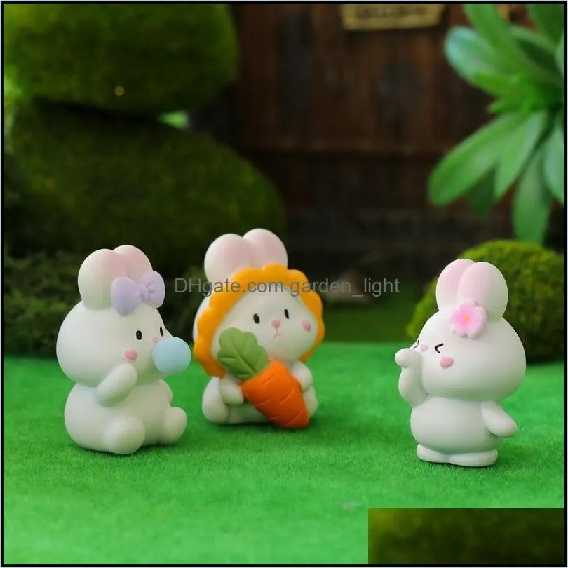 cute mini rabbit animal figurine ornament garden fairy decor silicon resin diy accessories home decoration miniature doll birthday