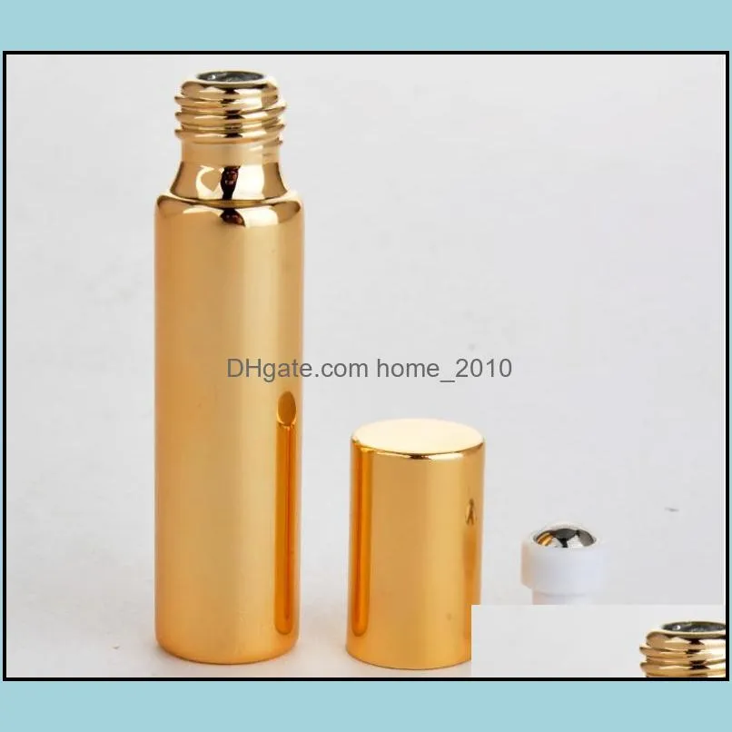 5ml 10ml metal roller perfume bottle gold silver black color essential oils eye cream rollon glass bottle sn3821