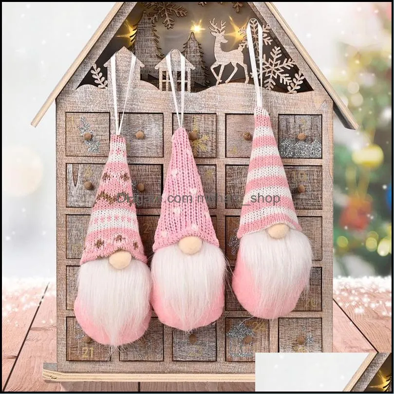 15 styles christmas knitted faceless doll ornament long beard plush gnome santa xmas tree door hanging pendants home year party holiday decorations gift