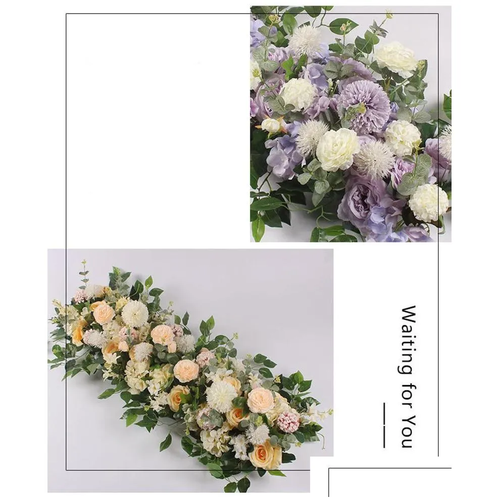 decorative flowers wreaths 50/100cm artificial flower custom wedding wall arrangement supplies silk peony row decor for t station iron