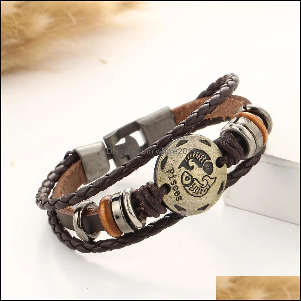 charms bracelets for men women punk bangles gold  head wristband adjustable cuff leather bracelet
