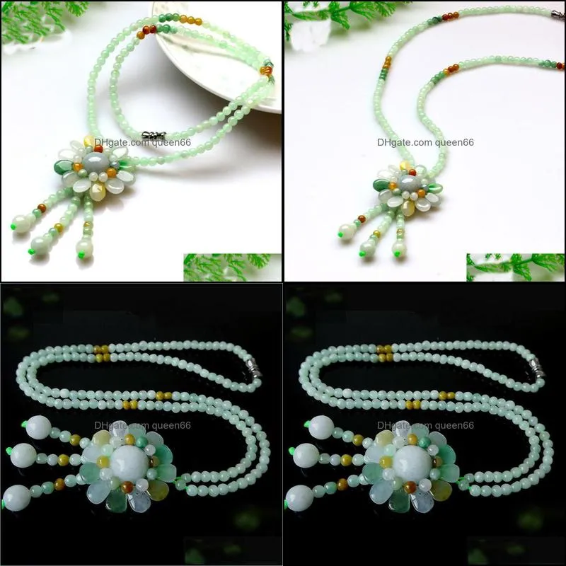 pendant necklaces myanmar jadeagoods sunflower necklace jade round beads sweater chain womens jewelry pendantpendant