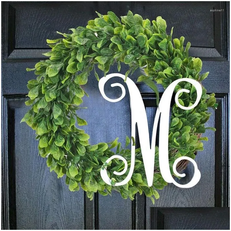 decorative flowers artificial green leaf wreath round faux boxwood garland for front door window room decoration