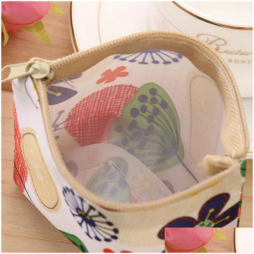 lovely zipper pocket coin bags oxford cloth print coin storage bags children rectangle key wallet purse earphone mini storage bag tqq