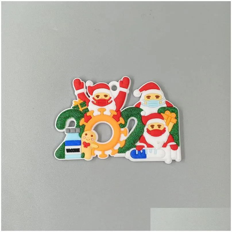 christmas quarantine ornaments santa claus decorations writing families names cartoon heads tree pendants