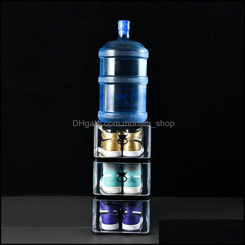 detachable transparent thickened plastic clear shoe box stackable combination shoes container boxes organizer bins storage dustproof cabinet