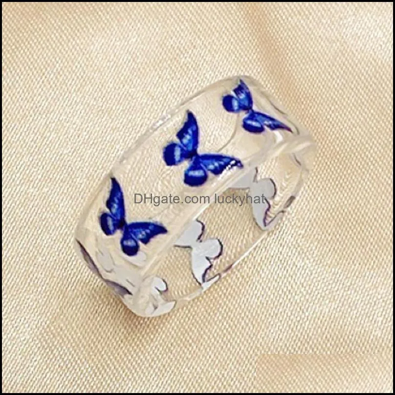 bulk lots 30pcs vivid butterfly design resin acrylic rings mix for women cute sweet girls fashion popular jewelry accessories