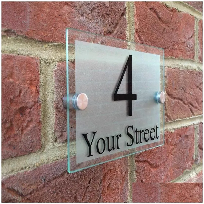 other door hardware 100x140mm customized transparent acrylic house number plaques sign plates signs with aluminum plastic backing