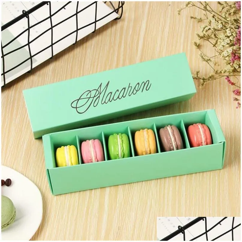 macaron packaging wedding party gift laser paper boxes 6 grids chocolates cookie packing box