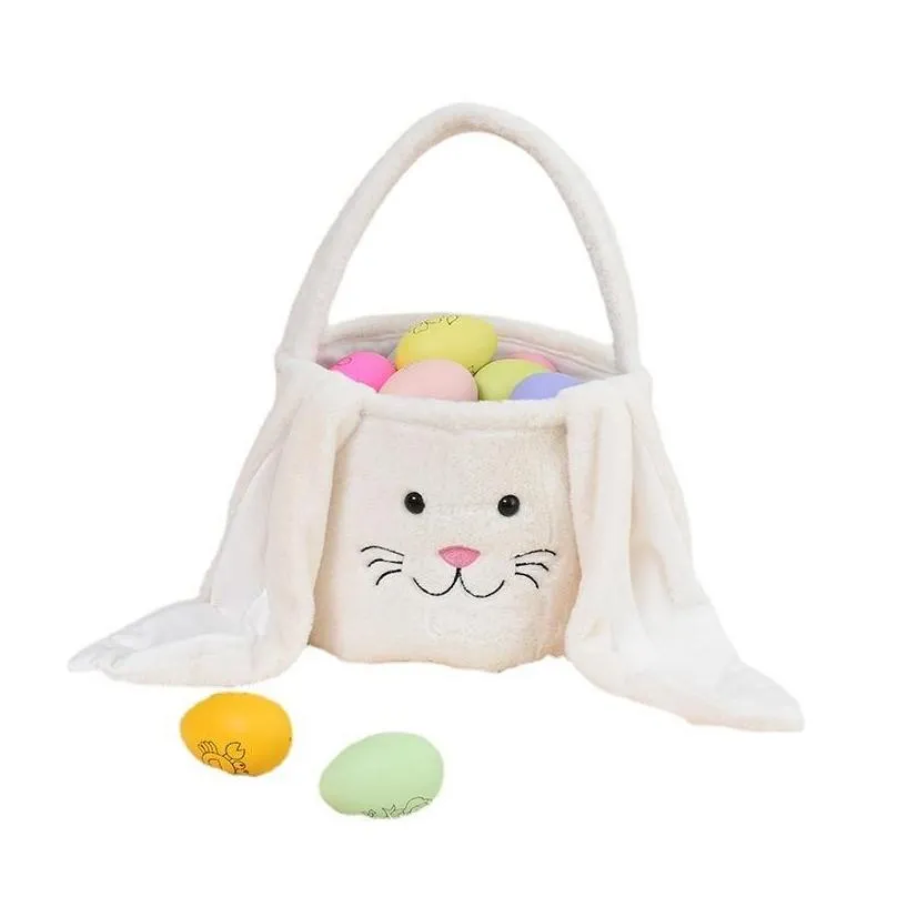 party favor handbag fuzzy long ears easter rabbit bucket plush furry bunny gift bags easter basket 0103