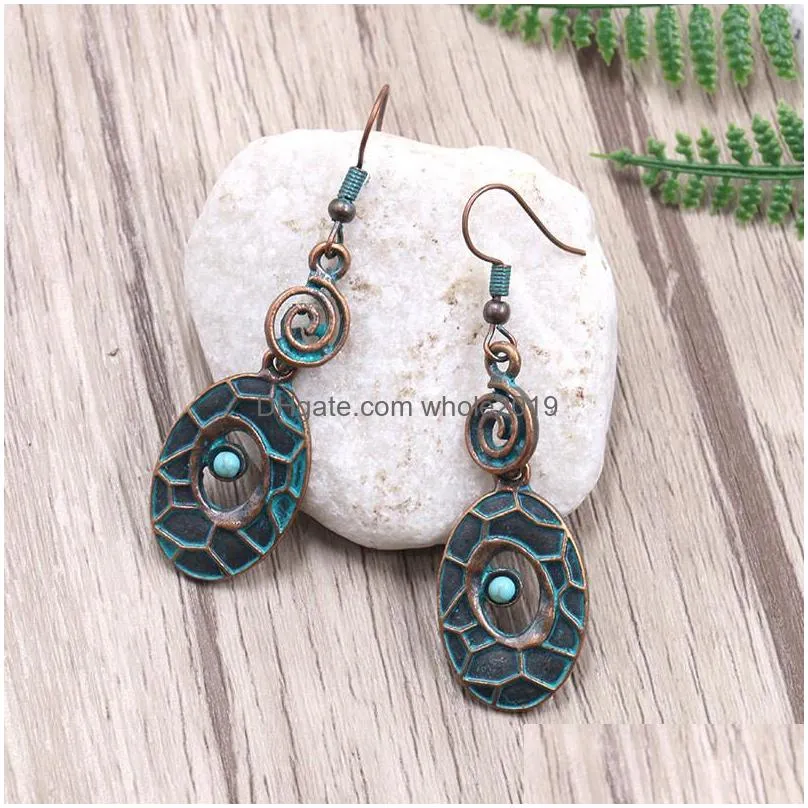 bohemian fashion jewelry vintage earringshollow out pendant dangle earrings