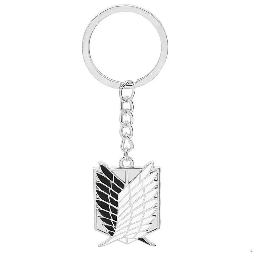 party favor cartoon keychain square metal attacking  investigation corps logo keychains individually packaged size 2.6cmx3.7cm