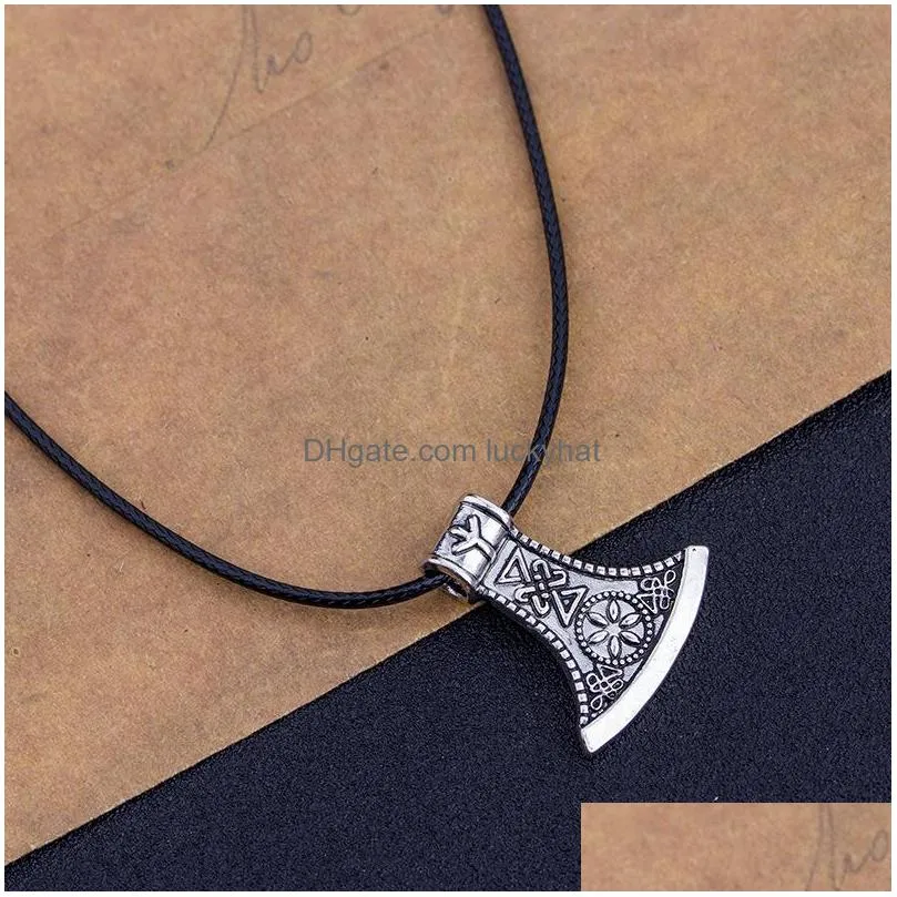 trendy stylish nordic pirates  axe pendant necklace wholesale vintage antique axe clavicular chain necklace men jewelry gift