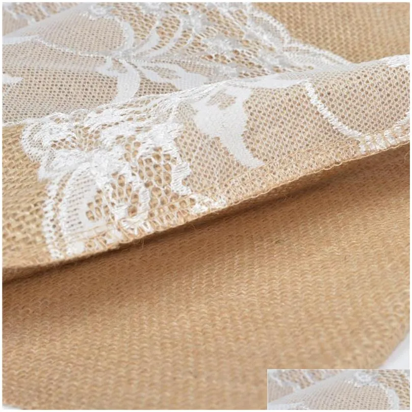 hessian lace table runner tablecloth 275x30cm vintage lace burlap linen table runner wedding party decor vintage tablecloth tqq bh3010