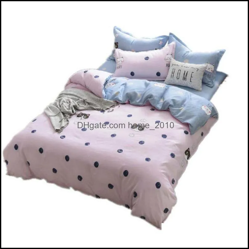 printed home textile cyan cute cat kitty duvet cover pillow case bed sheet boy kid teen girl bedding linens set king