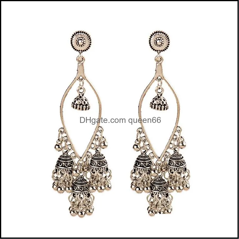 vintage ethnic womens water drop gold turkish earrings hippie gypsy ethnic boho bells dangle indian jewelry bijoux