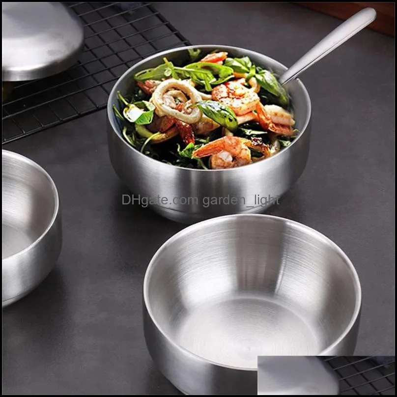 304 stainless steel bowls with lid rice soup bowl antifall small korean cuisine bowl