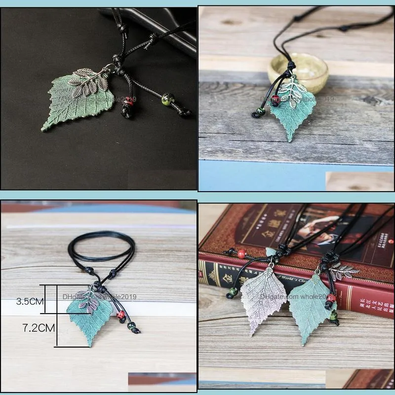 pretty necklaces pendants wholesale chokeres collares mujer sweater kolye bijoux femme green leaf necklace