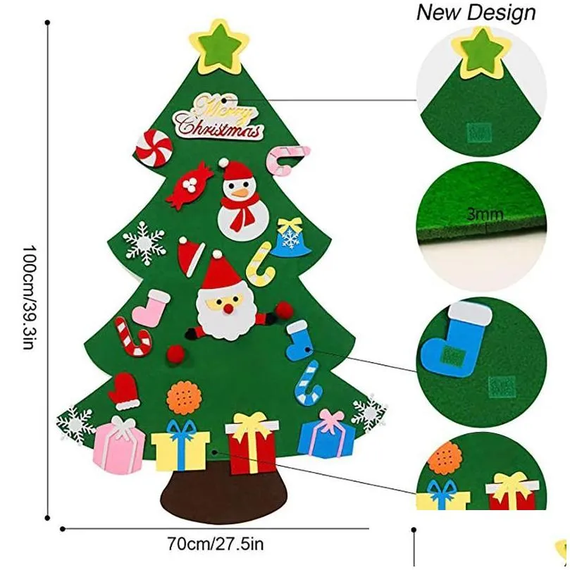 christmas decorations kids diy felt tree with ornaments children year gifts for door wall hanging decoration