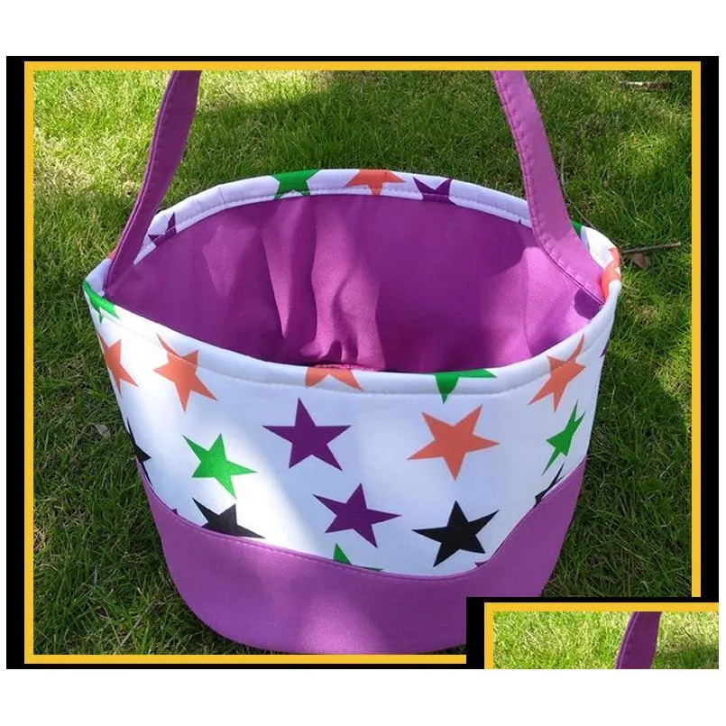 kids canvas halloween bucket pumpkin polka dot trick or treat candy handbag party decoration halloween basket