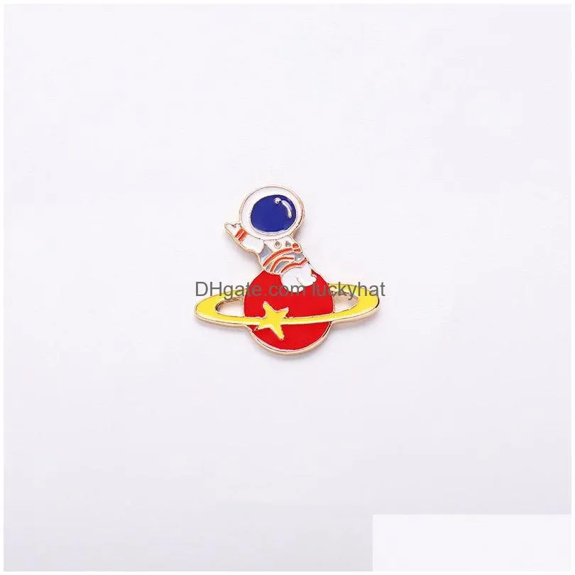 space astronaut brooches set 5pcs cartoon rocket pins enamel paint badges for boys gold plated pin shirt jewelry gift clothes accessories