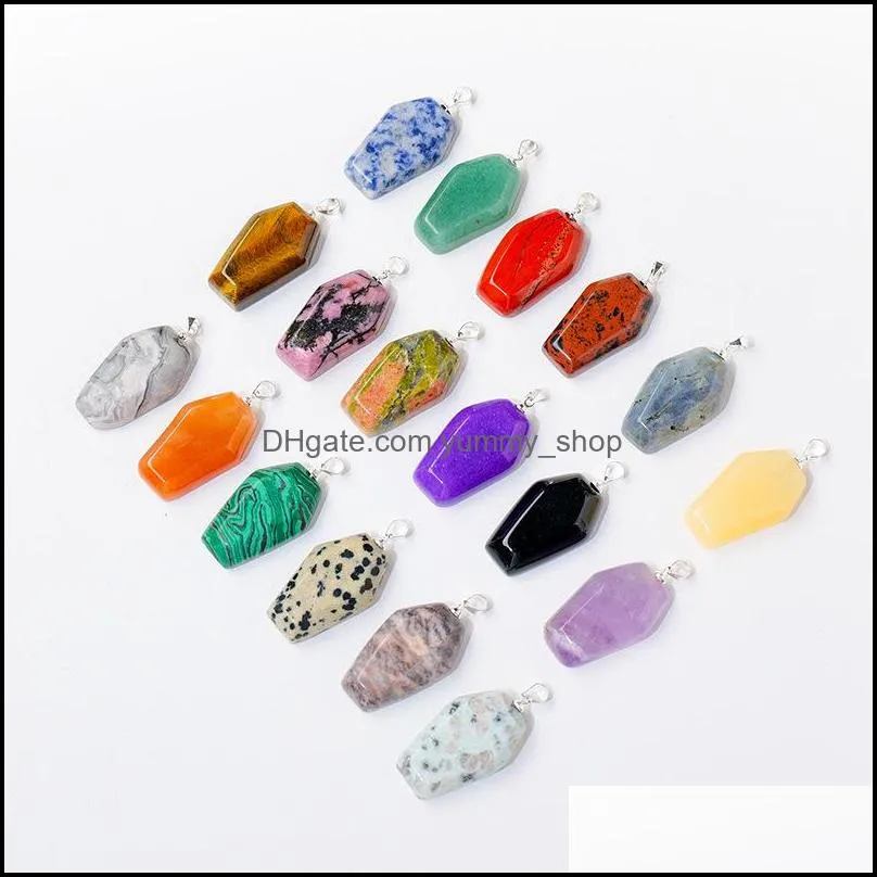 natural stone geometric shape pendant quartz agates healing crystal tiger eye amethyst charms rope chakra necklace jewelry