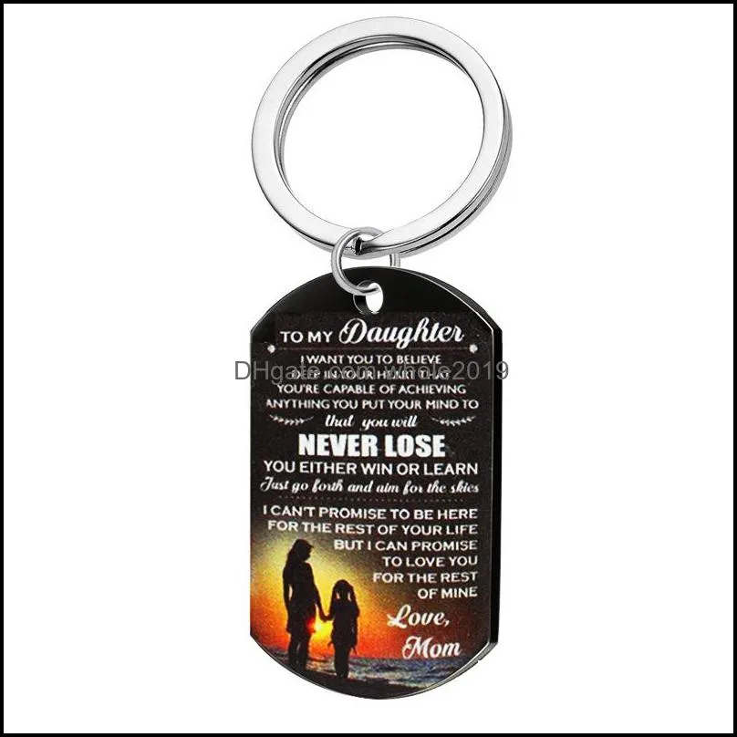 color printing stainless steel tag necklace to my son to my daugging keychain